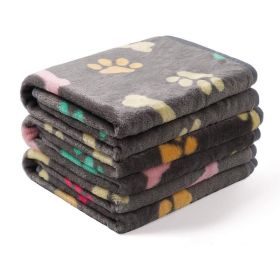 Pet Blanket Dog Cat Pad Warm Blanket Confetti Bone Dog's Paw Blanket (Option: Dark Gray-40*60CM)