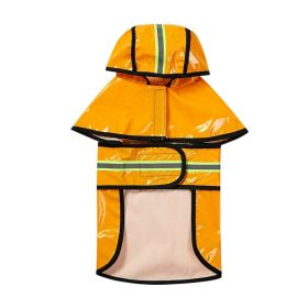 Dog Raincoat Waterproof PU Leather Back Reflective Stripe Poncho (Option: yellow-S)