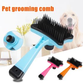 Plastic Push Brush for Cat and Dogs Pet Groom Bath Brush Hair Removal Brush Best Price (Color: pink)