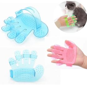 Pet Cat Grooming Comb Five Finger Pet Bath Brush Cat Dog Shower Massager Pet Grooming Deshedding Glove (Color: pink)