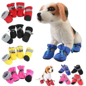 Anti-slip Pet Dog shoes Waterproof boots shoes puppy cat socks boots dog shoes (Color: Red, size: 4)