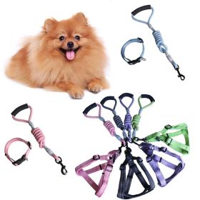 1 Set Pet Supplies Pet Chest and Back Cover Linen Plain Handle Round Rope Explosion-proof Punch Adjustable Traction Rope (Color: pink, size: 2)