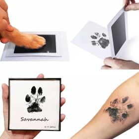 Pet Handprint And Footprint Kit For Dog & Cat; Dog Paw Print Pad Kit; Clean Touch Ink Pad For Pets; 3.7*2.2in (Color: black, size: pack of 2)