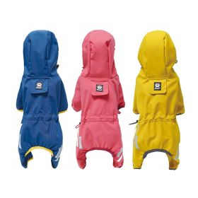 Small dog raincoat; body full surrounding; waterproof poncho pet clothes; with tow holes in the back (colour: turmeric, size: 2XL (recommended weight is 11-15kg))