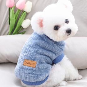 Pet Sweater; Warm Winter Plush Dog Sweater Knitwear Cat Vest; For Small & Medium Dogs (Color: Navy blue, size: L)