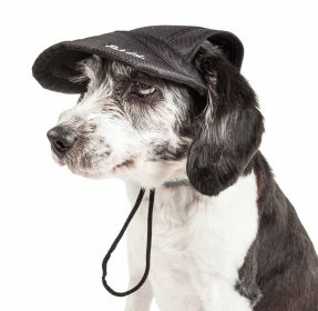 Pet Life 'Cap-Tivating' Uv Protectant Adjustable Fashion Dog Hat Cap (Color: black, size: medium)