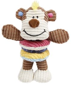 Pet Life 'Hugga-Bear' Plush Squeaking and Rubber Teething Newborn Puppy Dog Toy (Color: brown)