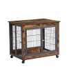 Furniture Style Dog Crate Side Table on Wheels with Double Doors and Lift Top.