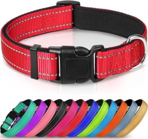 Adjustable Reflective Nylon Webbing Dog Collar (Option: Red-L)